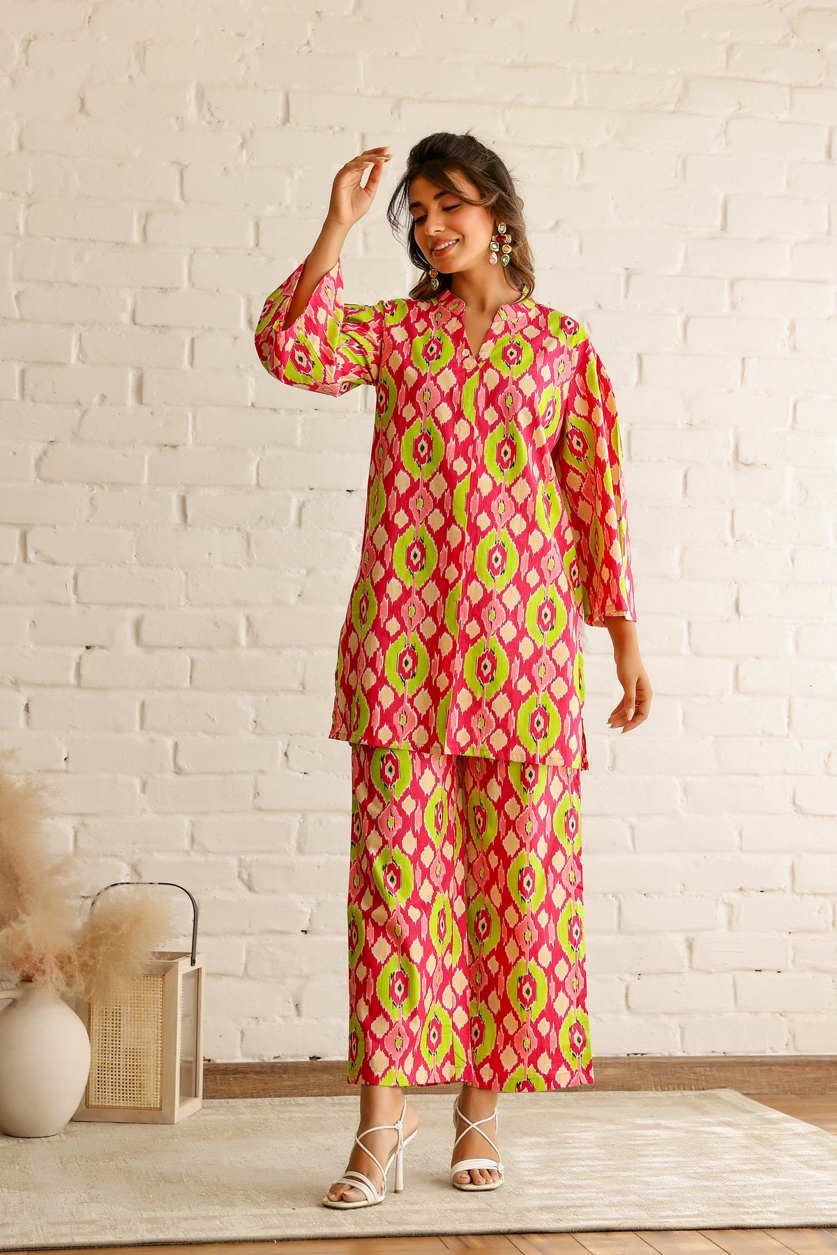 Rani Pink Ikkat Cotton Coord Set