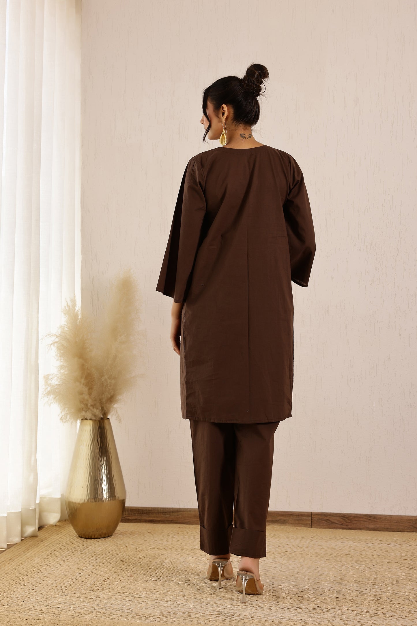 Cookie Brown Solid Coord Set
