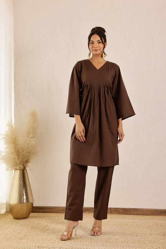 Cookie Brown Solid Coord Set