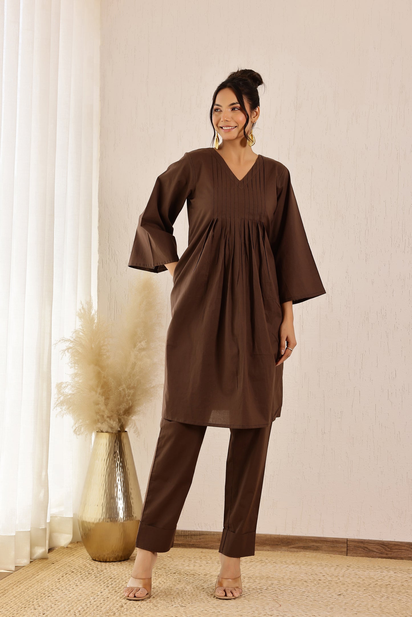 Cookie Brown Solid Coord Set