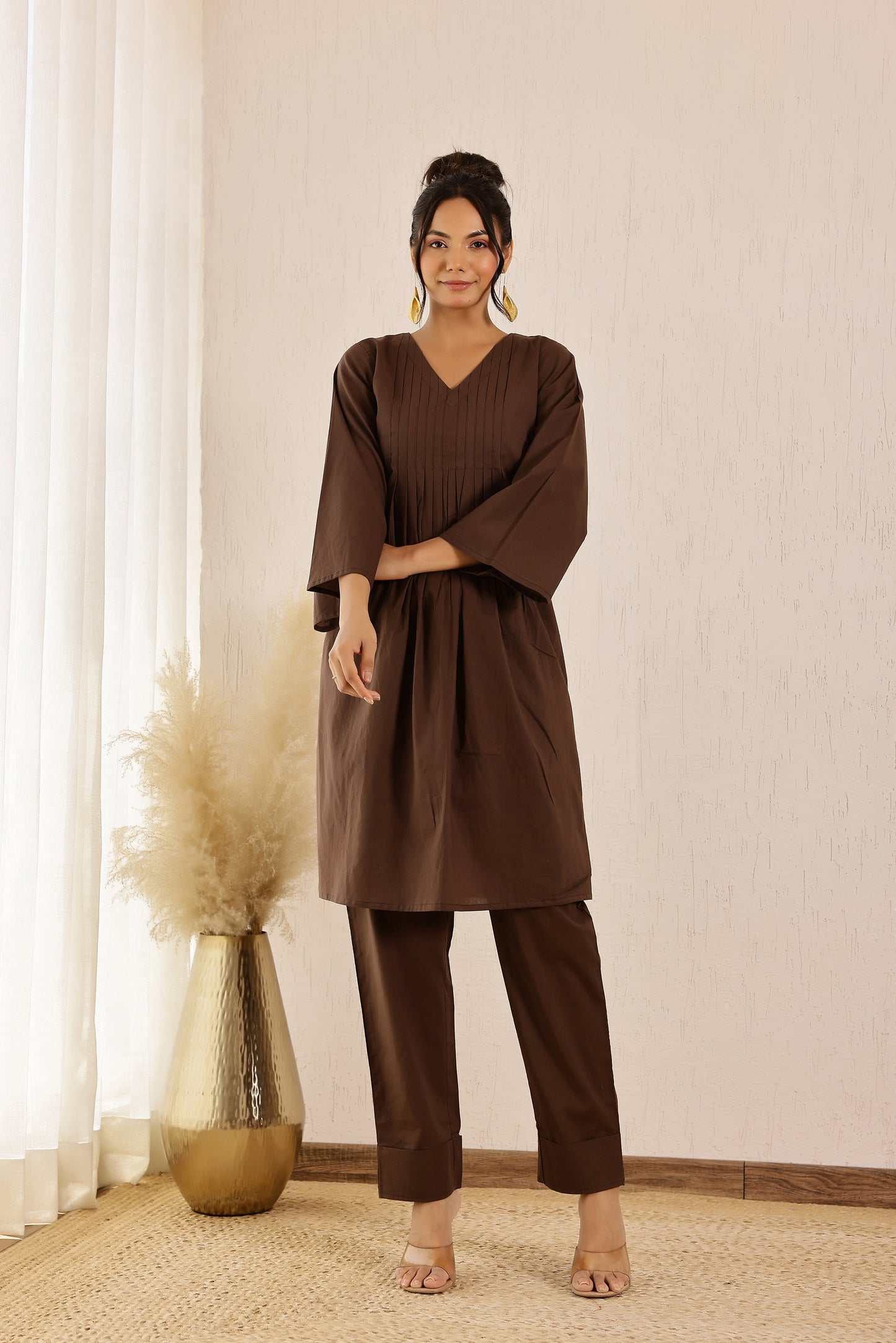 Cookie Brown Solid Coord Set