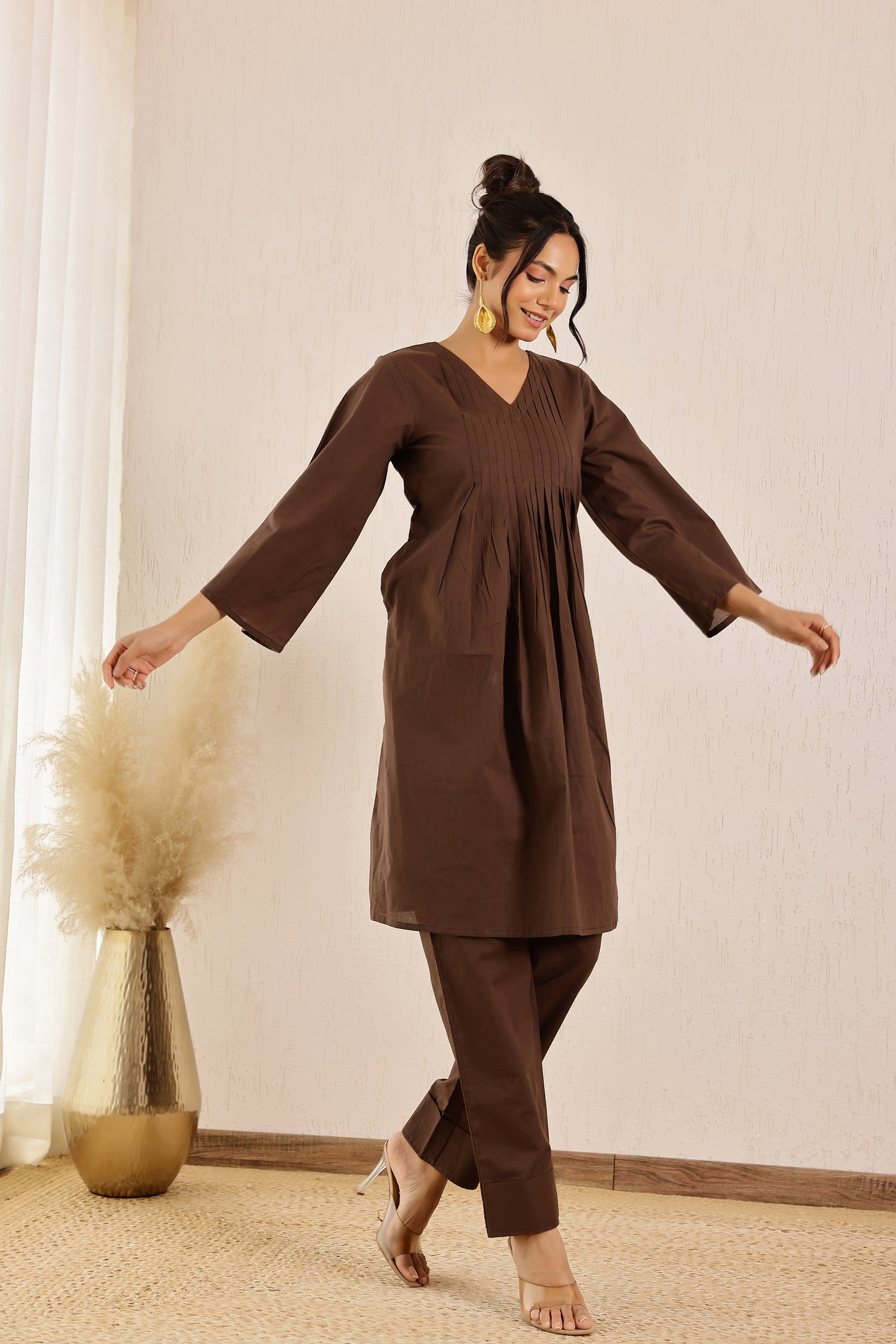 Cookie Brown Solid Coord Set