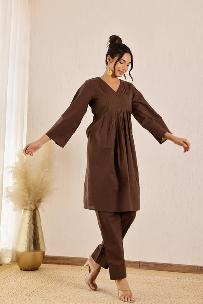 Cookie Brown Solid Coord Set