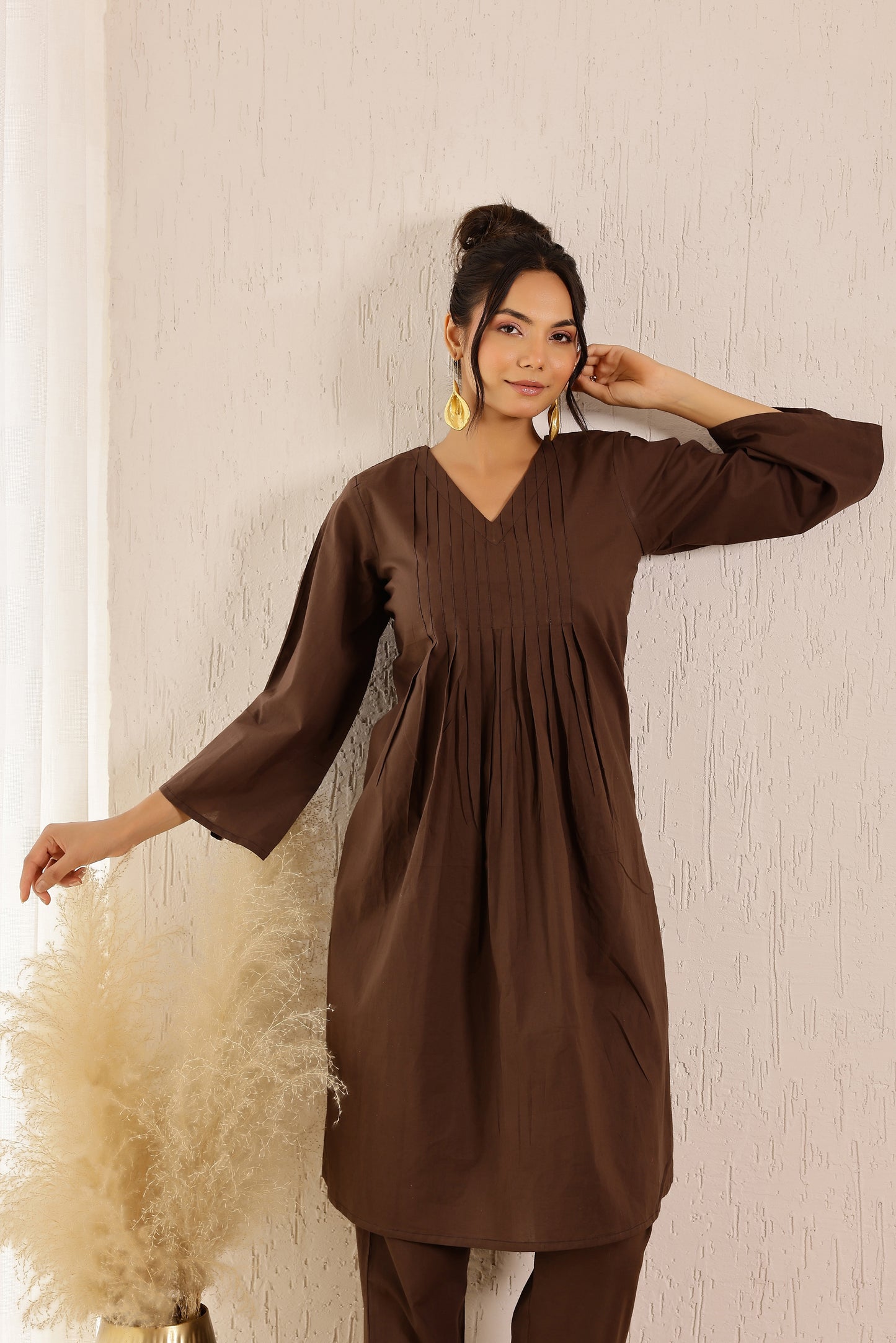 Cookie Brown Solid Coord Set