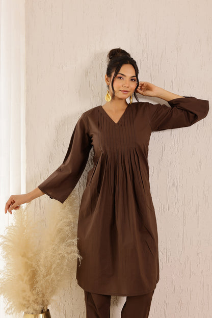 Cookie Brown Solid Coord Set