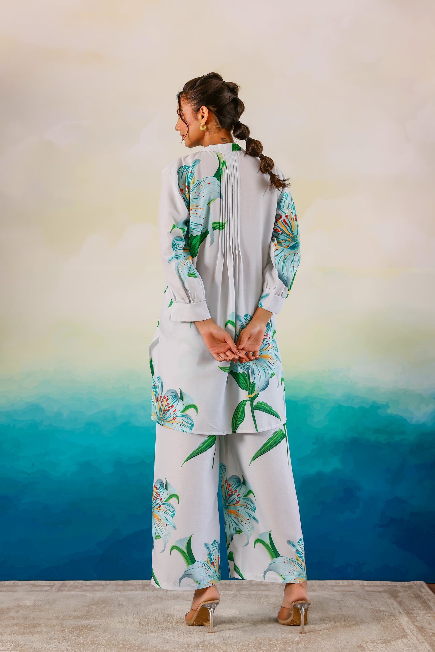 Greyish Floral Printed Coord Set