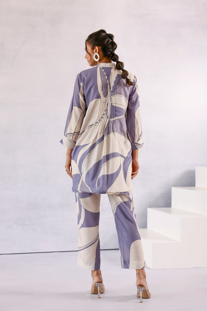 Abstract Grey Cotton Coord Set