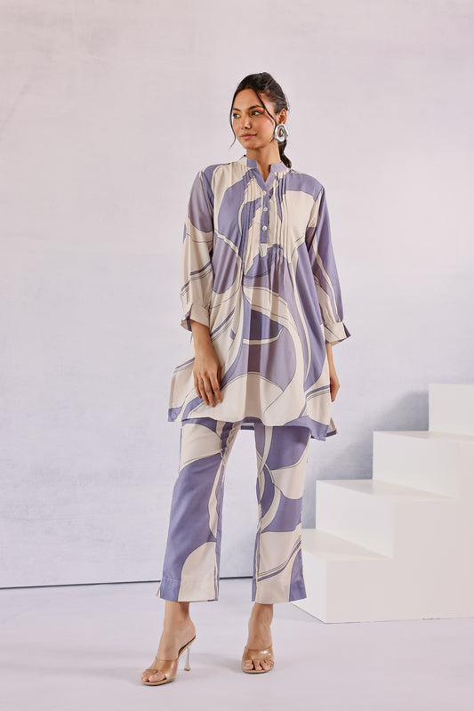 Abstract Grey Cotton Coord Set