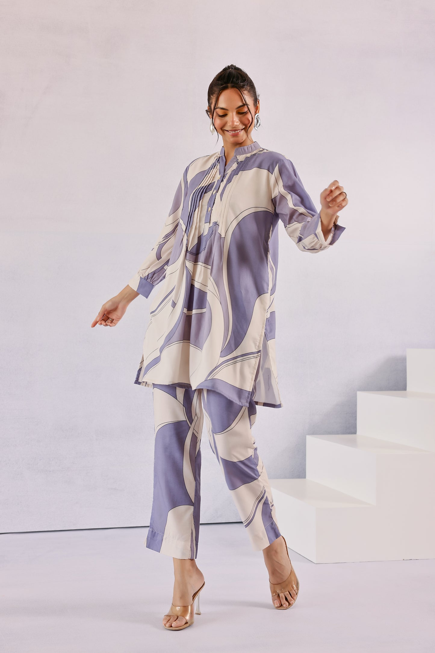 Abstract Grey Cotton Coord Set