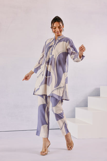 Abstract Grey Cotton Coord Set
