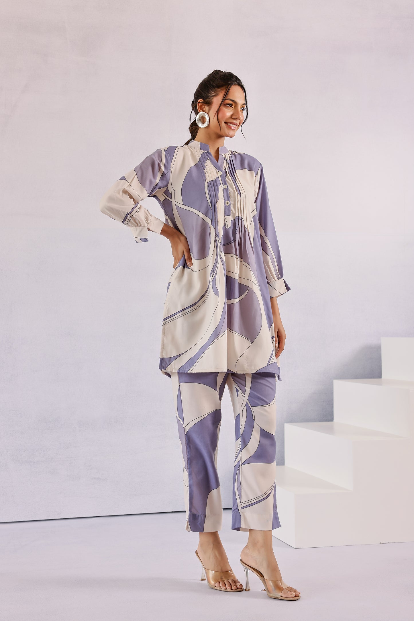 Abstract Grey Cotton Coord Set