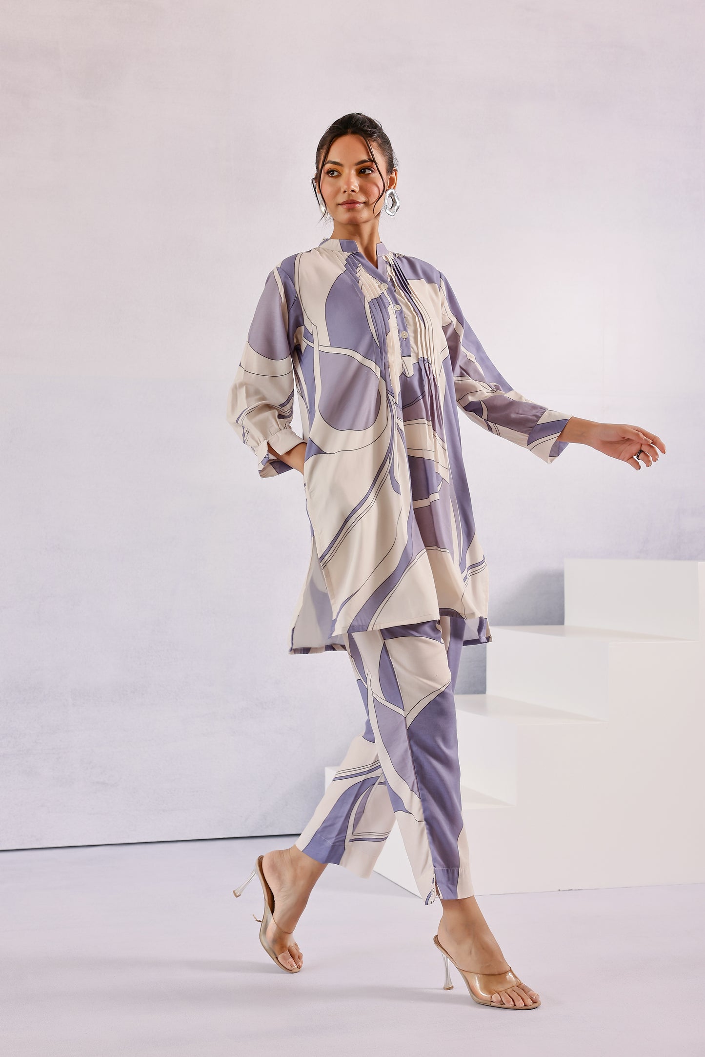 Abstract Grey Cotton Coord Set
