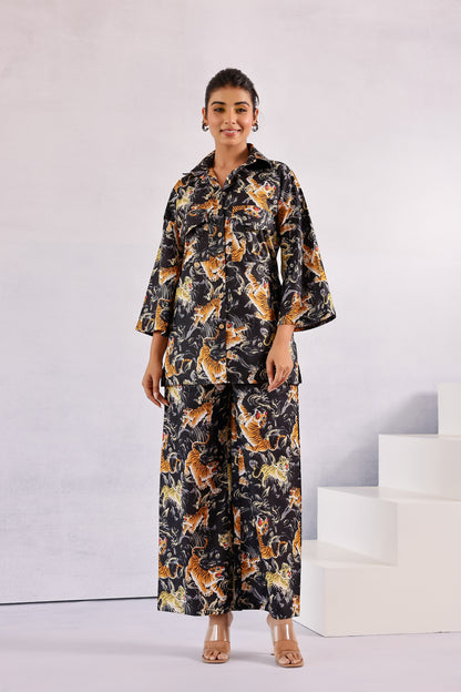 Black Tiger Printed Coord Set