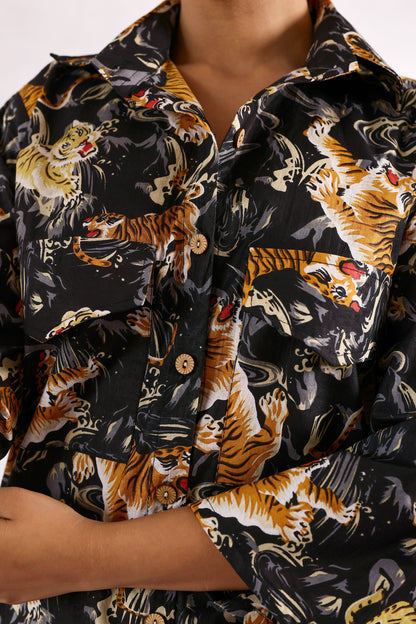 Black Tiger Printed Coord Set