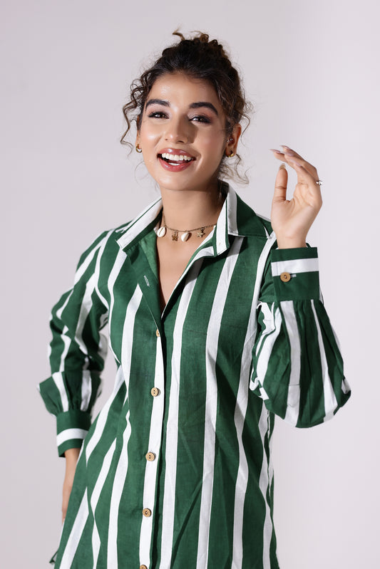 The Green Stripes Cotton Coord Set