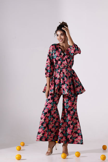 Black Velvet Cotton Coord Set