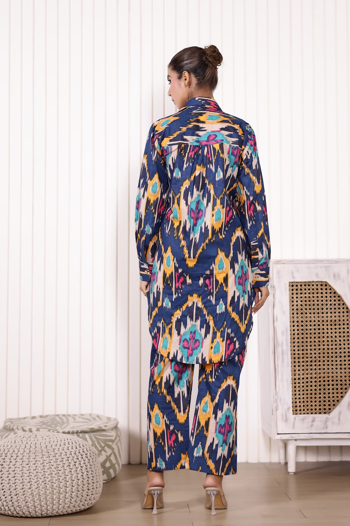 Navy Blue Ikkat Cotton Coord Set