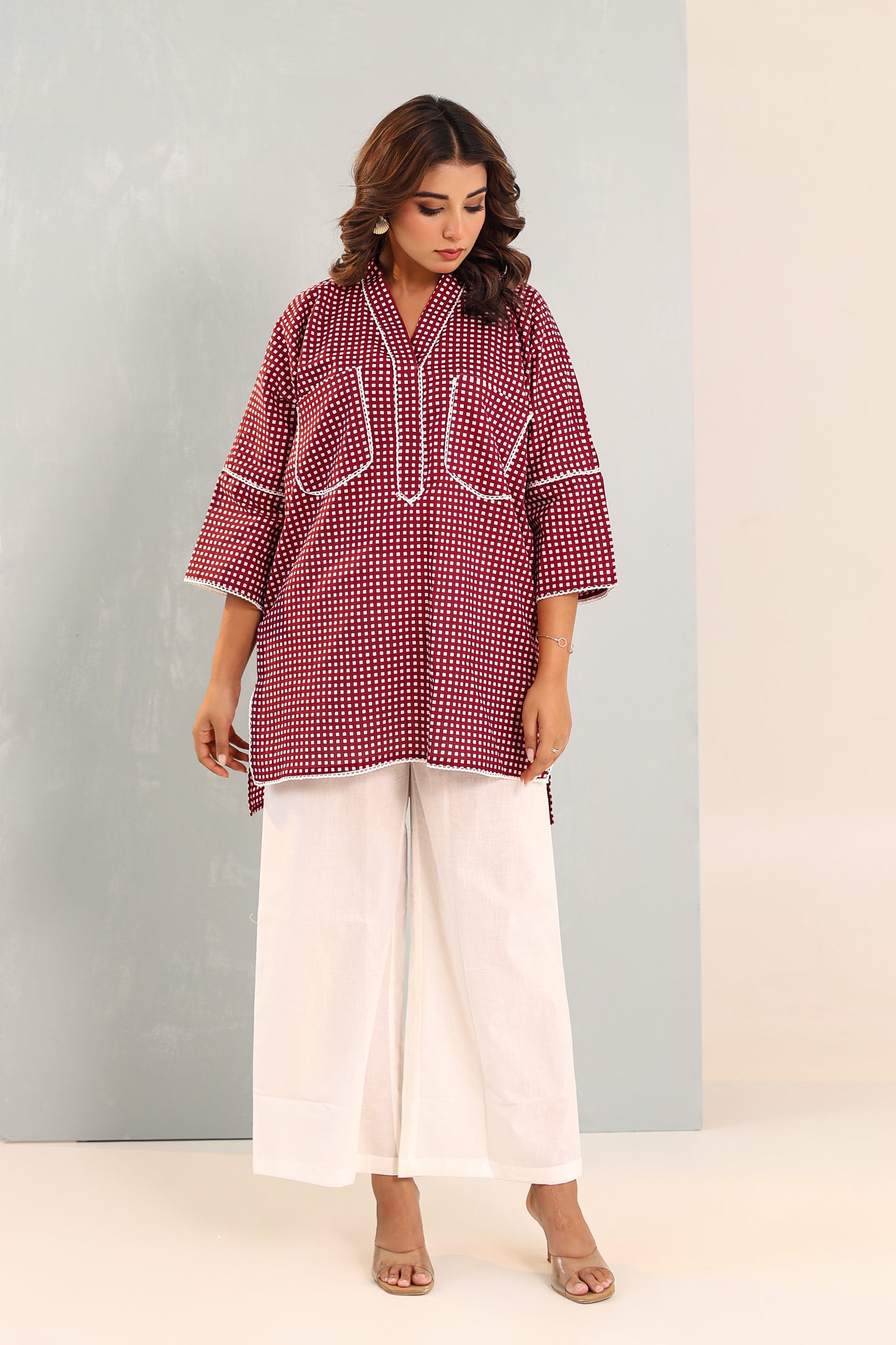Plum Red Plaid Coord Set
