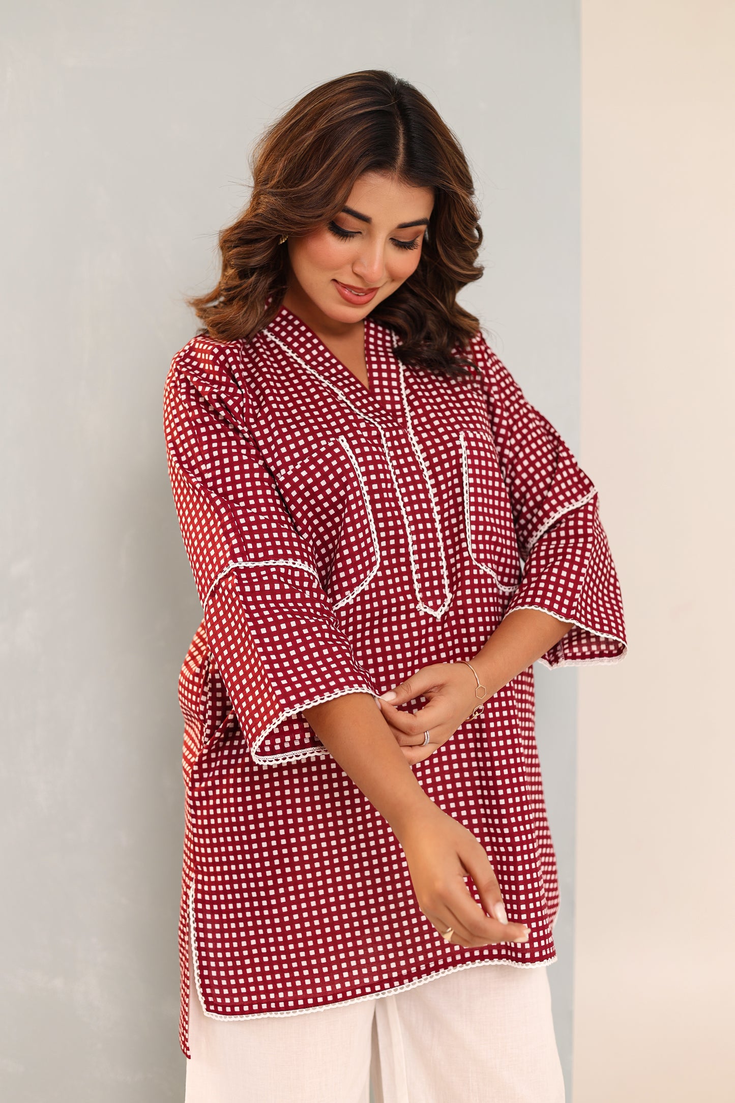 Plum Red Plaid Coord Set