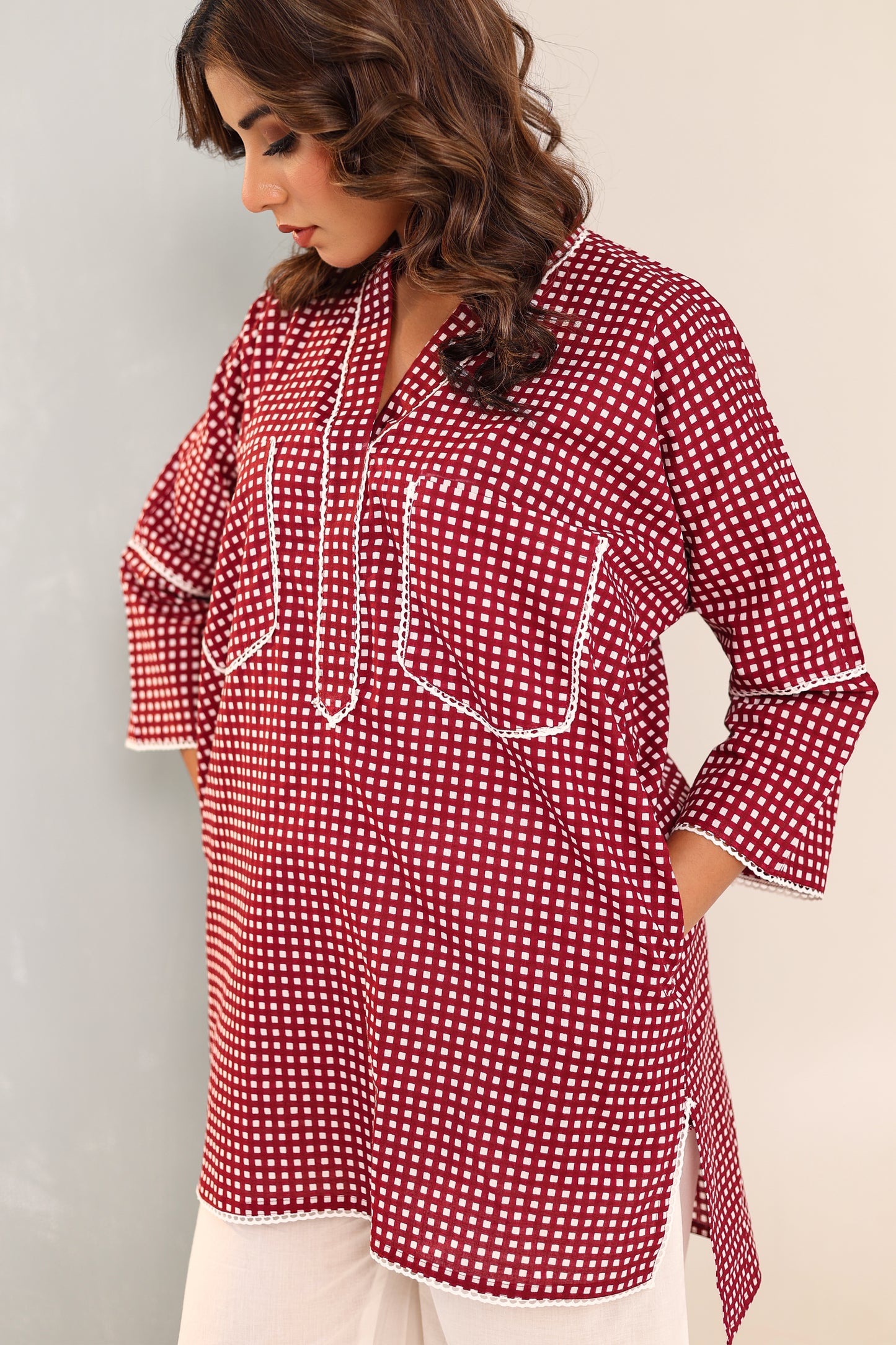 Plum Red Plaid Coord Set