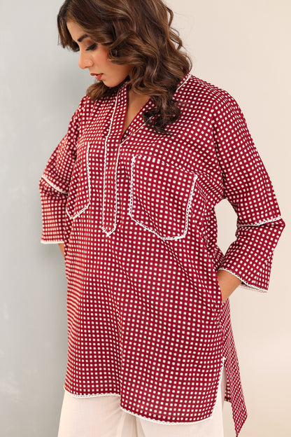 Plum Red Plaid Coord Set