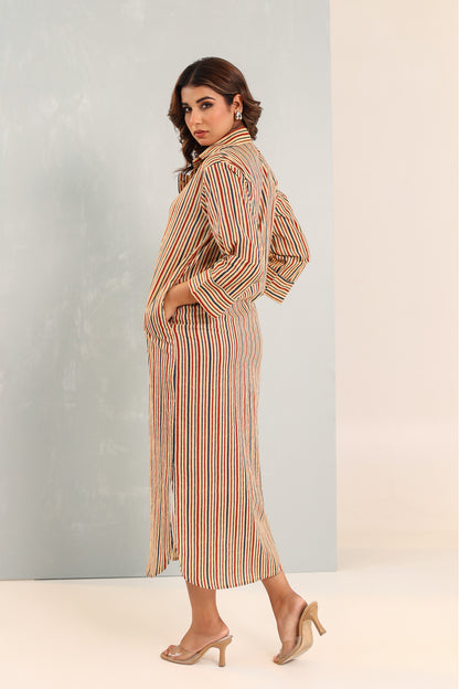 Sleek Tan Shirt Dress
