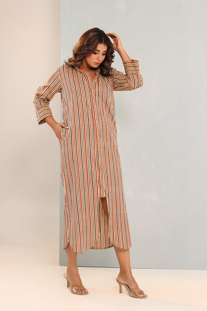 Sleek Tan Shirt Dress