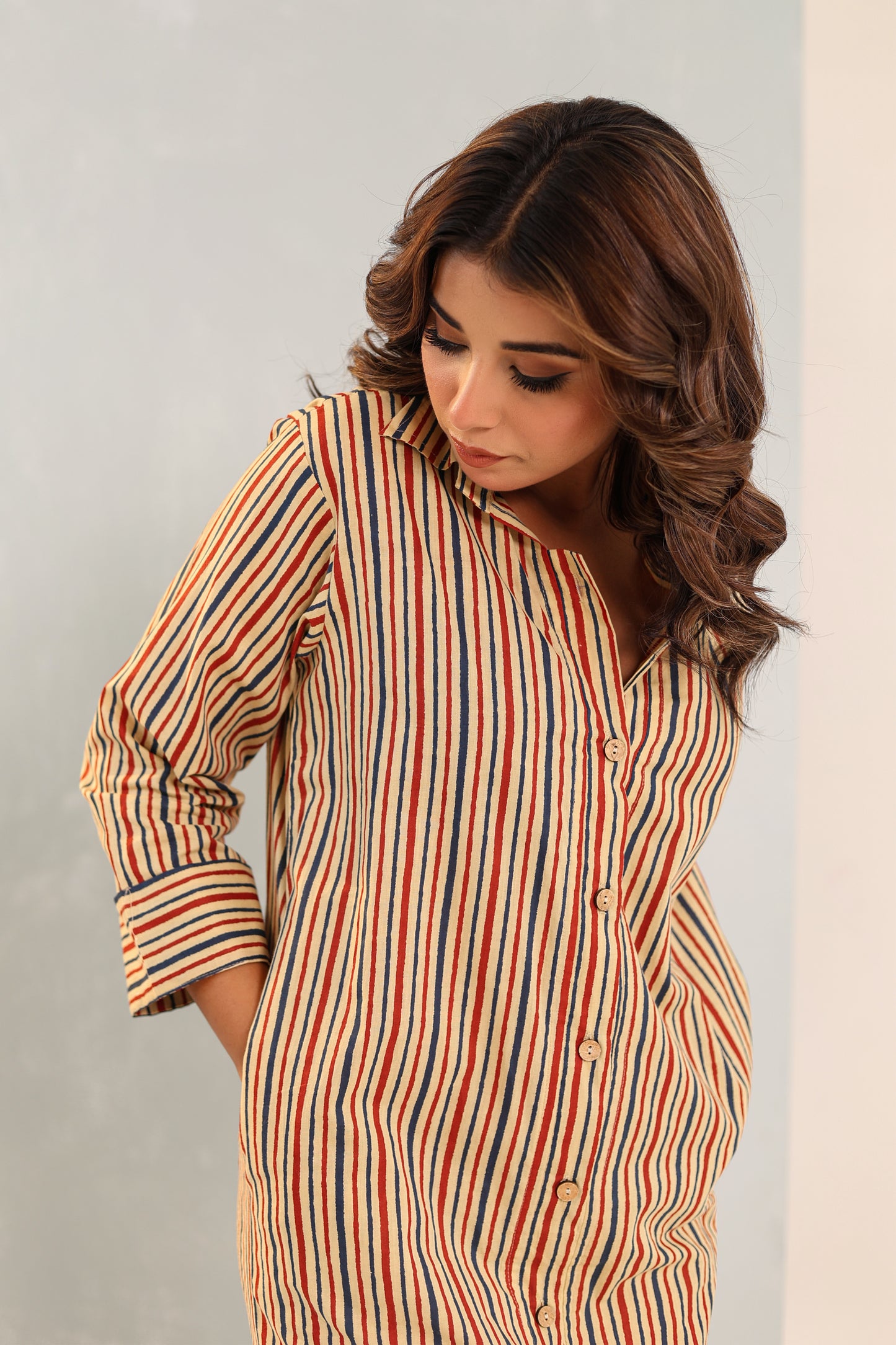 Sleek Tan Shirt Dress