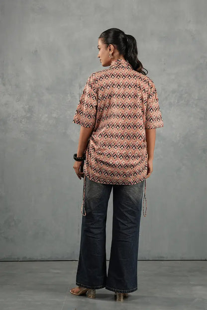 Rose Geo Tie-Up Shirt