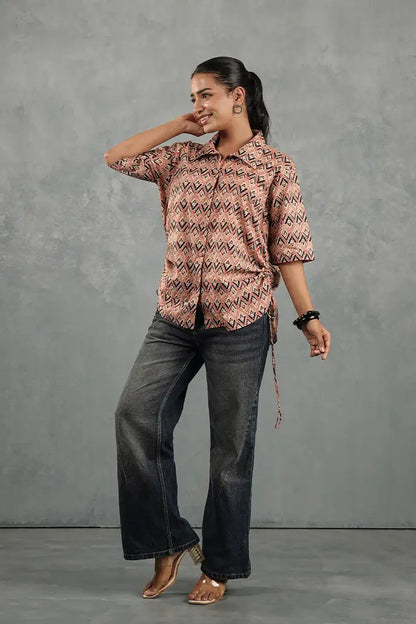 Rose Geo Tie-Up Shirt