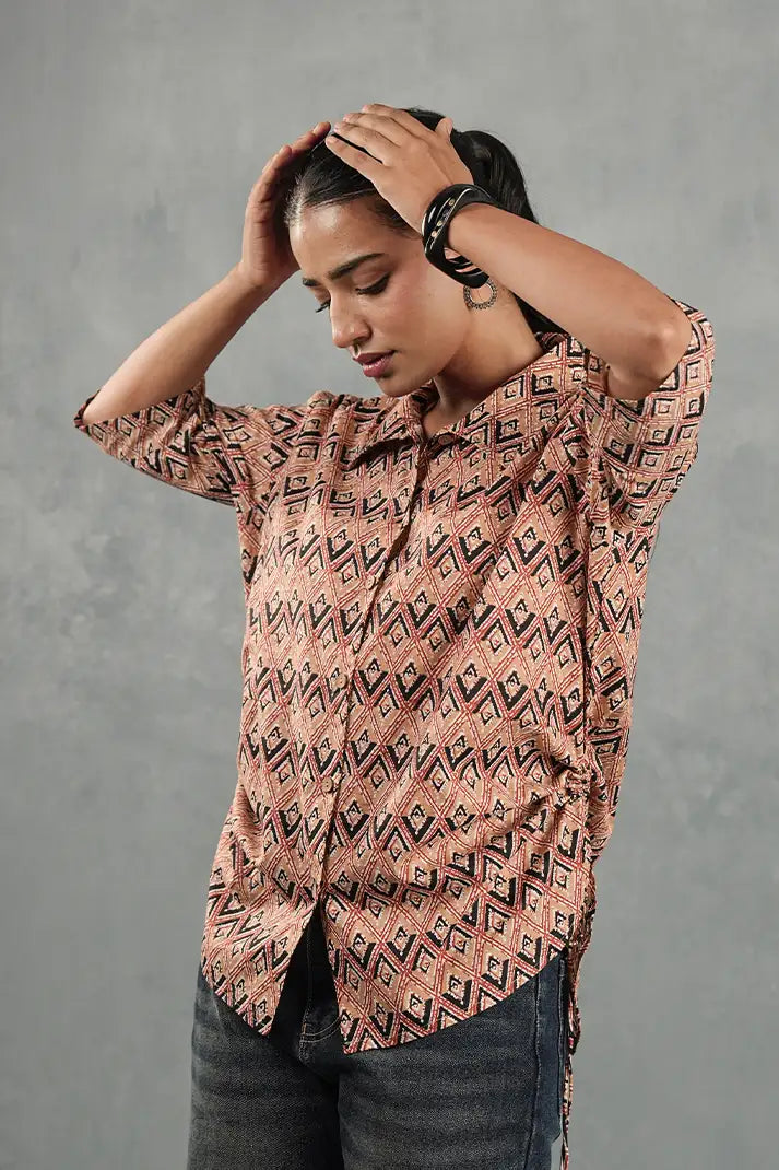 Rose Geo Tie-Up Shirt