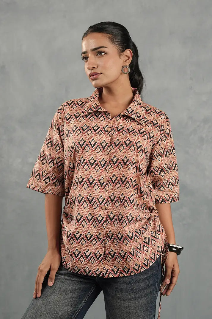 Rose Geo Tie-Up Shirt