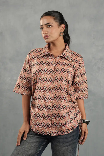Rose Geo Tie-Up Shirt