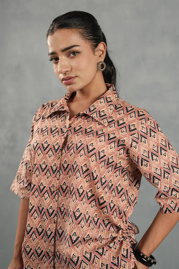 Rose Geo Tie-Up Shirt