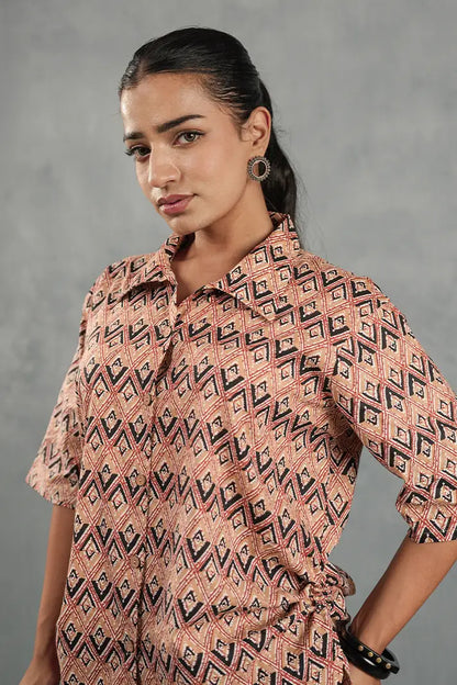 Rose Geo Tie-Up Shirt