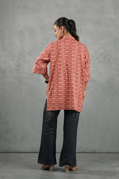 Rust Zigzag Cotton Top