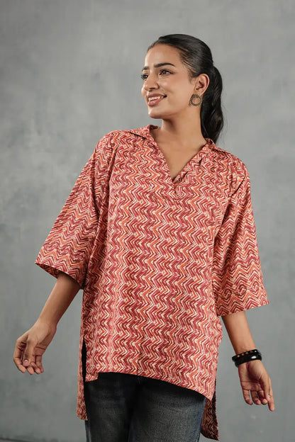 Rust Zigzag Cotton Top