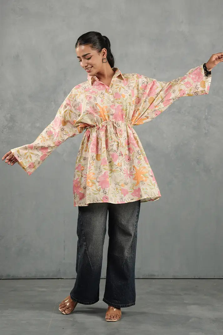 Peach Blossom Tie-Waist Top