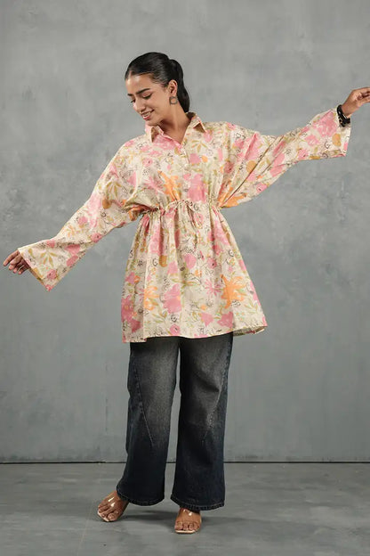 Peach Blossom Tie-Waist Top