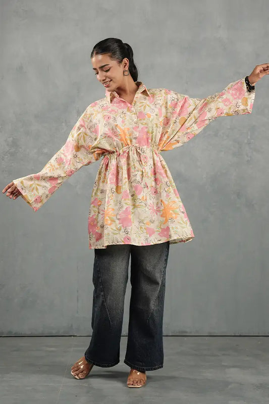Peach Blossom Tie-Waist Top