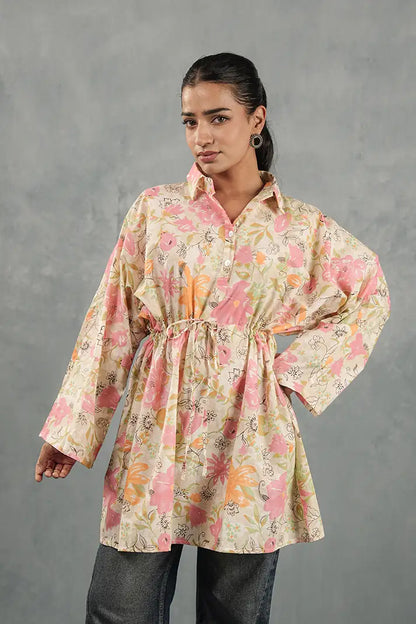 Peach Blossom Tie-Waist Top