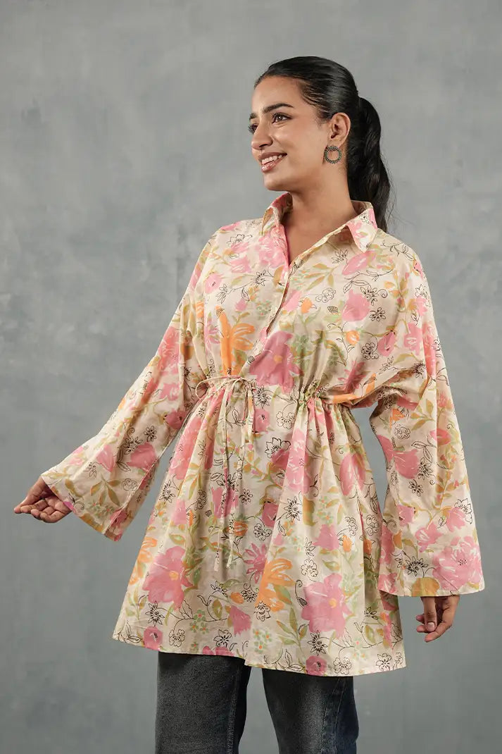 Peach Blossom Tie-Waist Top