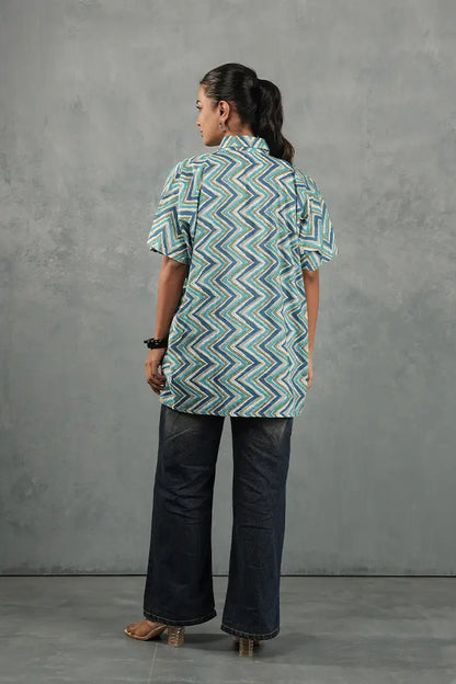 Blue Chevron Statement Shirt