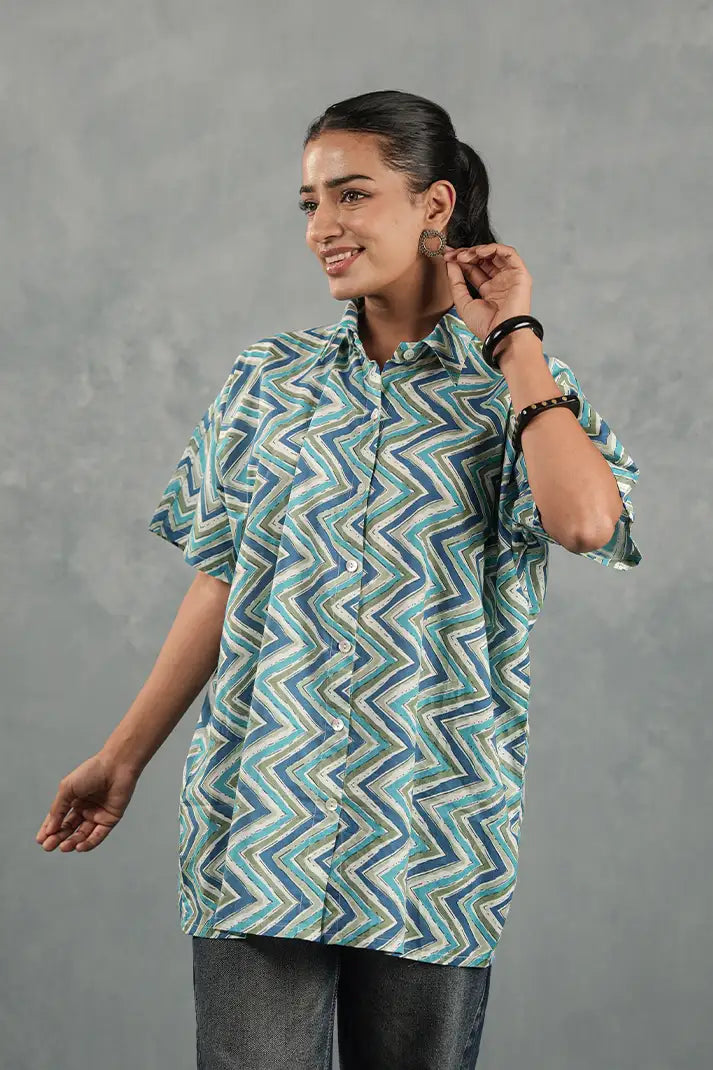 Blue Chevron Statement Shirt