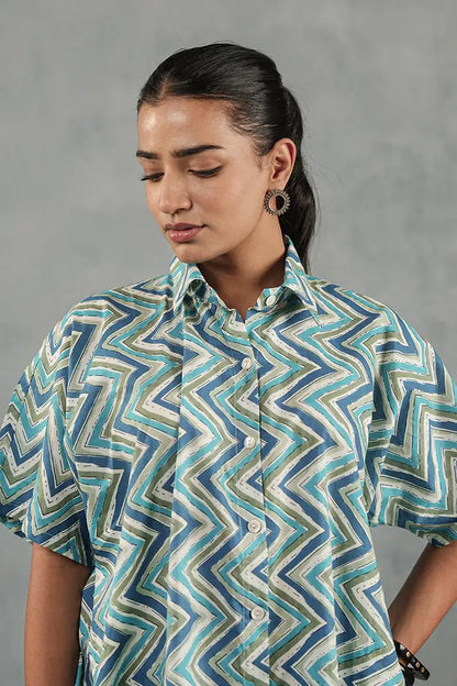 Blue Chevron Statement Shirt