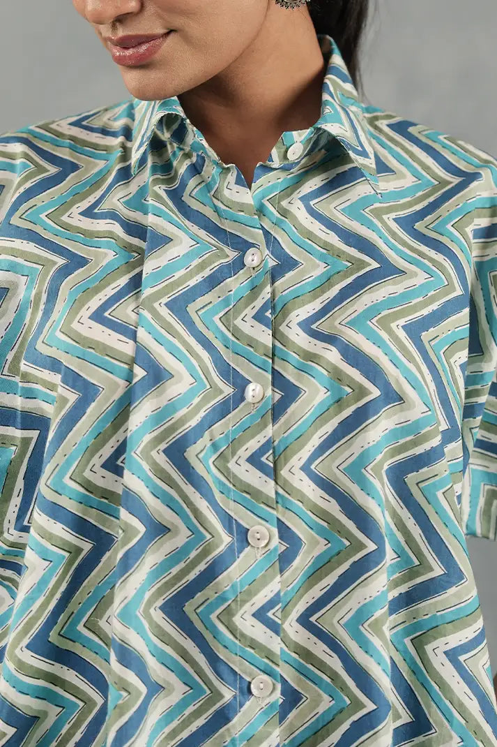 Blue Chevron Statement Shirt