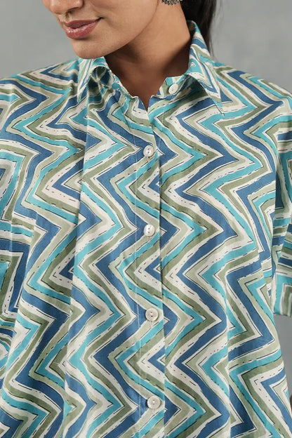 Blue Chevron Statement Shirt