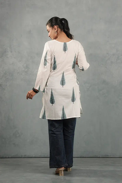Sage Leaf Flare Cotton Top