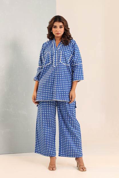 Poppy Blue Checks Coord Set