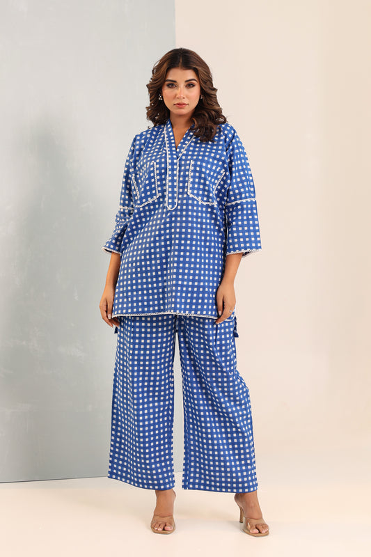 Poppy Blue Checks Coord Set